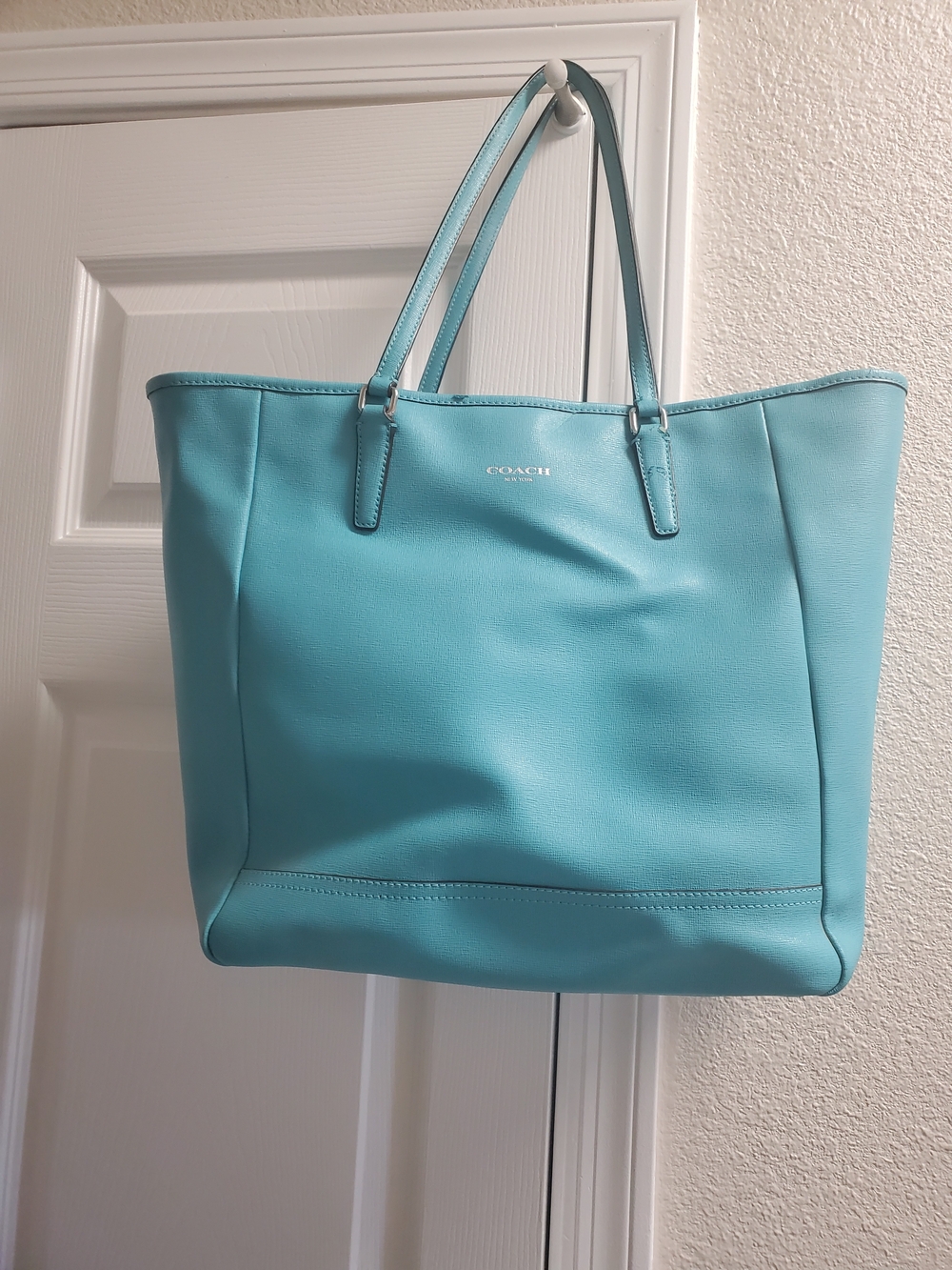 COACH Turquoise Leather Tote Bag